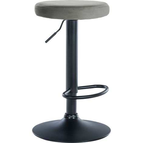 Sgabello da bar x1 design semplice altezza regolabile rivestimento in velluto grigio gambe in metallo nero 100005353