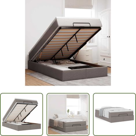 vidaXL Stauraum - Ottoman-Bett mit Matratze Taupe 120x200 cm Stoff (1/5)