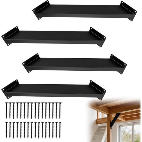 4 Pièces Support D'Angle de 45 Degrés, Connecteur D'angle en Bois avec Vis pour Garages, Cabanes Dans Arbres, Terrasses, Pelouses, Cabanes (1/5)