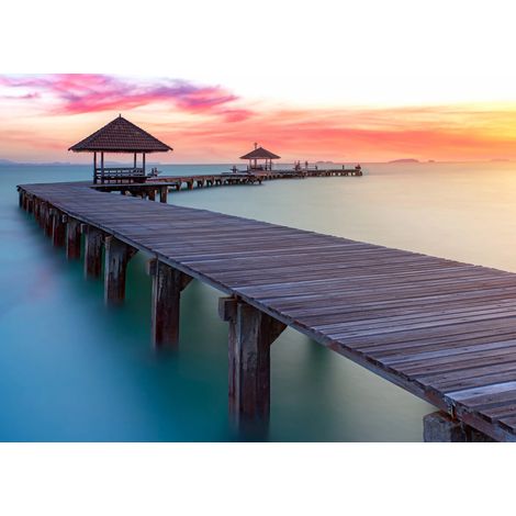 Tableau sur toile ponton crépusculaire 30x45 cm - Impression sur Toile Murale Décorative - Image imprimée en HD sur Toile - Toile sur Châssis en Bois FSC - Fabriqué en France (1/5)