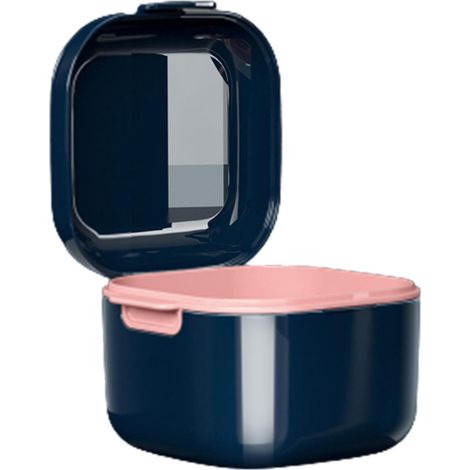 Boîte de rangement pour prothèses dentaires avec filtre, récipient de rangement et de nettoyage pour fausses dents, bleu saphir (1/5)