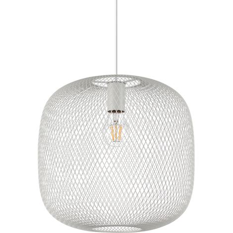 Lampadario A Sospensione Contemporaneo Net Metallo Bianco 1 Luce E27 42W