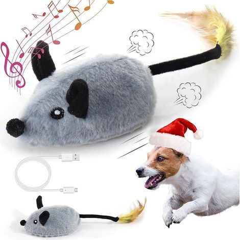Jouet interactif pour chien, fausse souris animée avec capteur automatique, jouet pour chien avec son réaliste et queue extensible, jouet automatique pour chats et chiens, jouet couineur pour chien