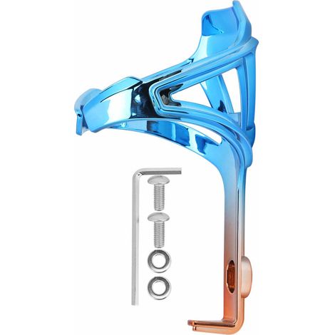 Porte-bidon vélo bicolore bleu café, support de fixation sécurisé pour gourde, accessoire cyclisme rétention robuste (1/5)