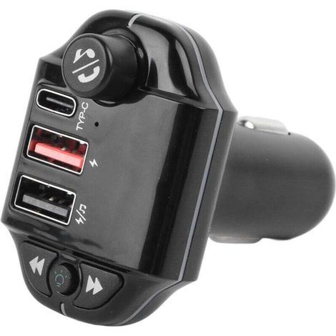 Caricabatterie Bluetooth per auto, trasmettitore FM, adattatore radio wireless, lettore, kit per auto con due porte USB 3.1A, (1/4)