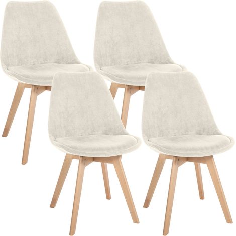 Set di 4 sedie da pranzo Linares Beige Velluto a coste