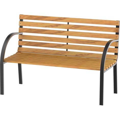 Gartenbank Sitzbank Parkbank 2-Sitzer Garten Stahl+Kiefernholz Natur B122 X T60 X H83 Cm