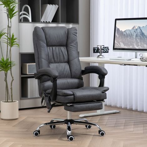 Silla de oficina ergonómica con masaje y función de calor, altura y respaldo ajustables, gris oscuro (1/5)