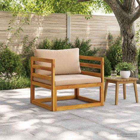 vidaXL Fauteuil modulable avec coussins Bois d'Acacia Massif Naturel (1/5)