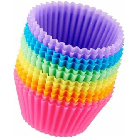 Set of 18 Round Reusable Silicone Cupcake Molds in Different Colors-Fei Yu (1/3)