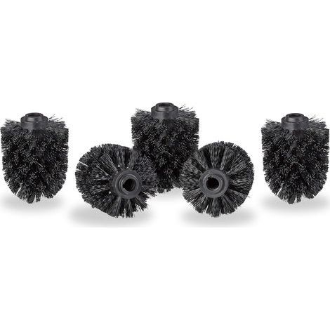 5 pièces Tête de Rechange pour Brosse WC Plastique Noir 8 x 8 x 10 cm- (1/5)