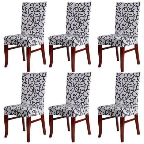 Lot de 6 Housses de chaise universelles - Strech - Imprimés (1/4)