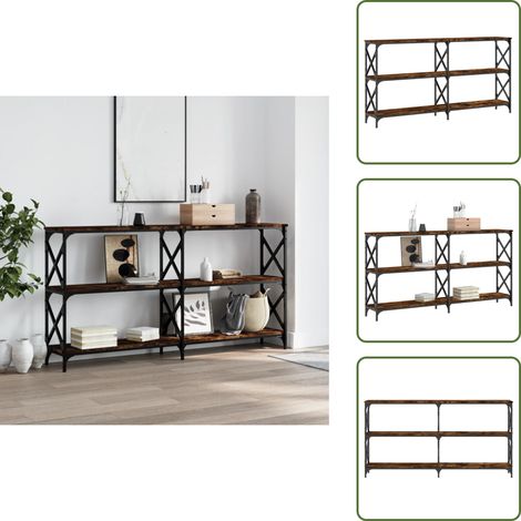 The Living Store Table console chêne fumé 156x28x80,5 cm bois d'ingénierie - Table Basse - Meuble D'entrée - Table Console - Table D'appoint - Table Design (1/5)