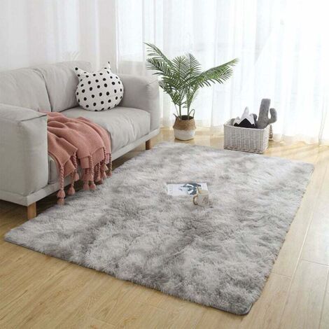 Tapis de Salon Shaggy Moelleux Antidérapant Shaggy Chambre Tapis Doux et Confortable Grand Tapis de Sol pour Enfants Lavable pour Chambre, Salon, Couloir, Salle de Bain, Cuisine, Gris Clair, 160 x 200 (1/5)