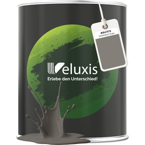 Pittura murale grigio marrone beige opaca per interni – Copertura classe 1, senza COV, senza primer, a goccia – Soggiorno e camera da letto – 1 L – Veluxis (Weathered Taupe) (1/5)