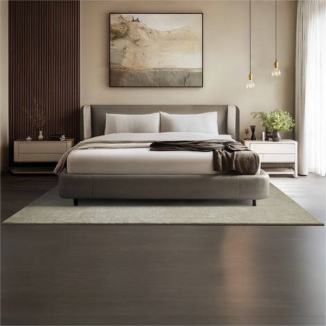 Tapis à poils ras doux hypoallergénique antidérapant 160x230cm Sable