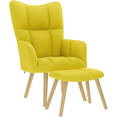 Sillón de relax con taburete tela amarillo clara vidaXL (1/5)