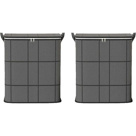 Très grand panier de rangement pliable – avec poignées et fermeture éclair – pour literie et vêtements - Lot de 2 (1/5)