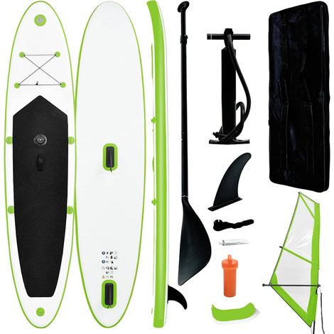 Teenpull – Aufblasbares SUP-Board mit Segel Set Grün und Weiß (1/5)