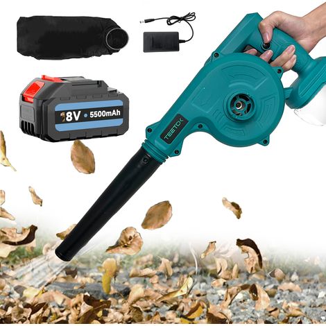 Soffiatori e aspiratori elettrici per foglie, pulitore senza fili 2 in 1, per foglie, neve, auto, rimozione della polvere +2 batteria da 5,5 A + caricabatterie rapido, compatibile con batteria Makita (1/5)