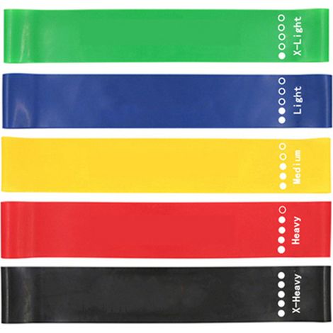 Bandes De Resistance - 5 Niveaux De Tension - Pour Entrainement Fitness Yoga Pilates Therapie Physique - Ensemble Complet Avec Poignees Et Anneau - 5 Pieces (1/5)