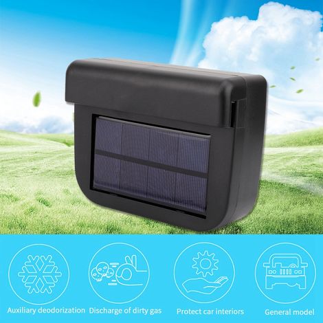Solarbetriebener Autolüfter, Abluftsystem mit Lüftungsschlitzen, Heizung und Wärmeabfuhr, integriertes Solarpanel (1/5)