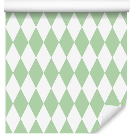 Carta da parati Arlecchino con diamanti, bianca, sfondo bianco per soggiorno e camera da letto, 50x1000 cm (1/5)