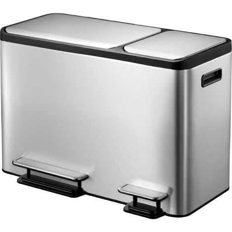 EKO - Poubelle à pédale Tri-sélectif EcoCasa 24+12 litres - stainless steel plastic - inox mat
