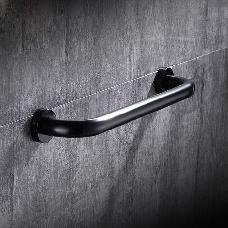 Soavoa Barre Appui Salle Bain Antidérapante Aluminium Noir Robuste Support Serviette Sécurité Douche Baignoire WC 1 Pièce (1/5)