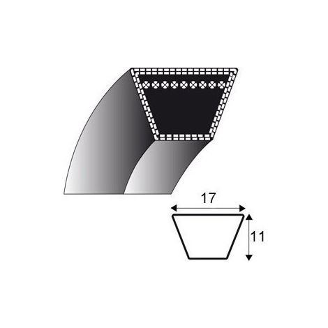 Courroie Lisse Trapézoïdale Série B (section 17x11mm) Longueur Ext: 1319mm.