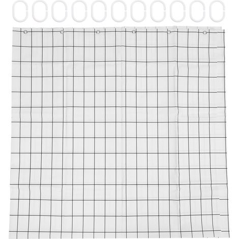 de Noir et Blanc Motif Grille Impermable avec Crochets (1/5)