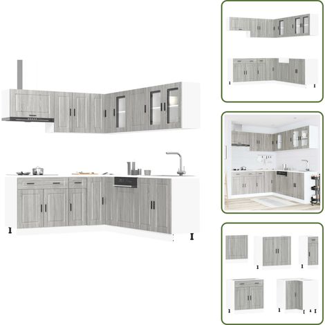 Muebles de cocina - vidaXL Mueble cocina Porto sonoma gris 11 pzas madera contrachapada - Armarios cocina