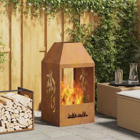 Fire Pit Brown 50 x 50 x 100 cm Steel vidaXL (1/5)
