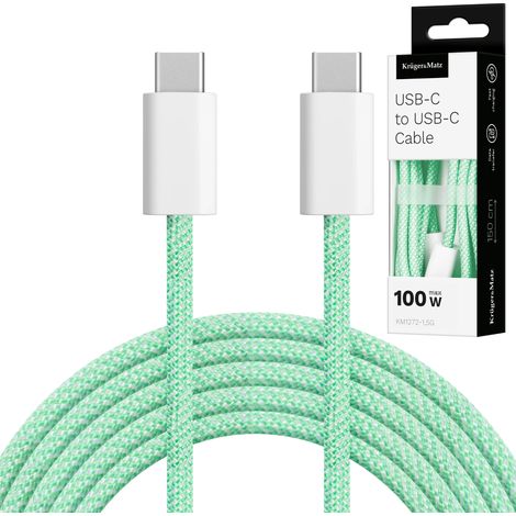 Câble USB Type-C basique Kruger&Matz vert 100 W 1,5 m (1/5)