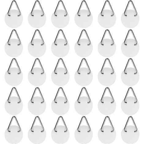 Lot de 30 crochets adhésifs pour tableaux, fixation murale, pour cadres photo, supportant jusqu'à 1 kg, installation facile sans outil (petit cercle). (1/5)
