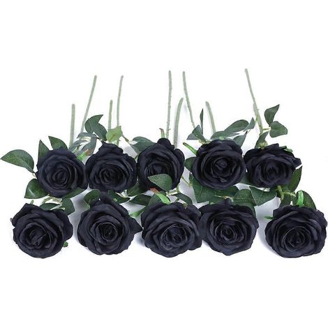 Fleurs artificielles en soie, centre de table de mariage avec tiges hautes d'aspect naturel pour bouquet de mariée et cérémonie, lot de 10 en blanc, rouge et rose. (1/4)