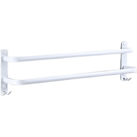 Toallero de pared con 2 ganchos, soporte para toallas de baño, estantes de aluminio para toallas de baño, 2 niveles, 30 cm (1/5)