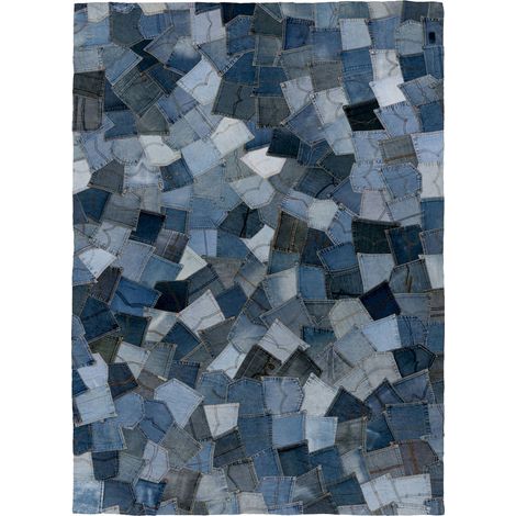 Tapis denim bleu en coton cousu main style urbain - 230 x 160 cm (1/5)