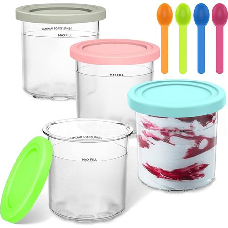 4er-Set Eisbecher für Ninja Creami, Eisbehälter mit 4 Kugeln, kompatibel mit Ninja-Eismaschinen der Serien NC301, NC300EU und NC299AMZ, BPA-frei und spülmaschinenfest (1/5)
