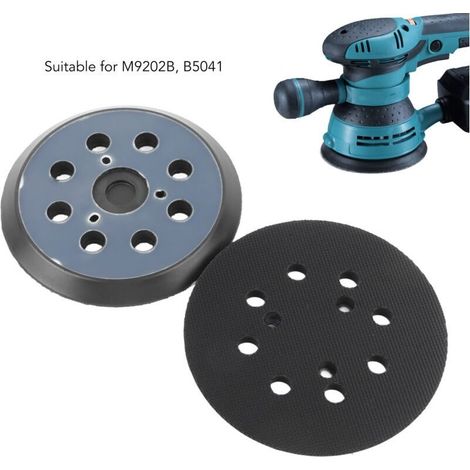2 Pièces 125mm Tampon de Ponceuse de Remplacement Orbitale à Crochet et Boucle à 8 Trous Plateau de Ponçage pour Makita BO M9202B BO5041 MT922 (1/4)