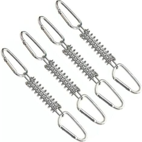 4 Pièces Ressort de Traction Boucle Ressort Tension Fixation Store, avec 8 Mousquetons, Voile D'ombrage Fixations Accessoires en Acier Inoxydable pour Tentes Auvents Camping (1/4)