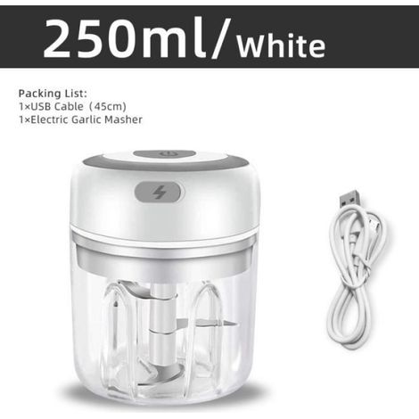 Broyeur À Ail - 250 ML - Moteur 30 W - Acier Inoxydable - Étanche - Rechargeable USB