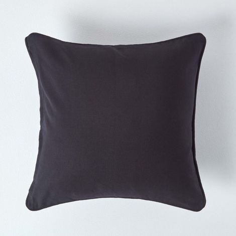 HOMESCAPES Cotton Plain Black Cushion Cover, 60 x 60 cm