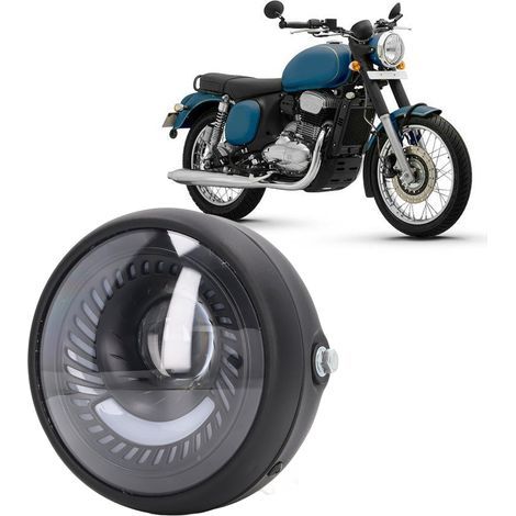 Phare LED rond 6,5 pouces pour moto et scooter, étanche IPX66, rétro design (1/5)