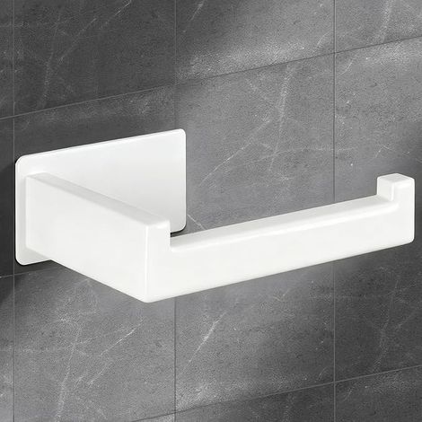 Wall-Mounted Toilet Paper Holder, No Drilling, Stainless Steel for Bathroom and Kitchen, White (1/5)