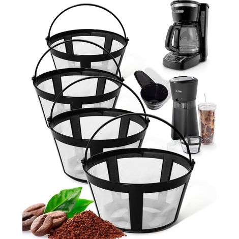 Set mit 4 wiederverwendbaren Kaffeefiltern inklusive Filterhaltern für Mr. Coffee und Black & Decker Kaffeemaschinen (8-12 Tassen)