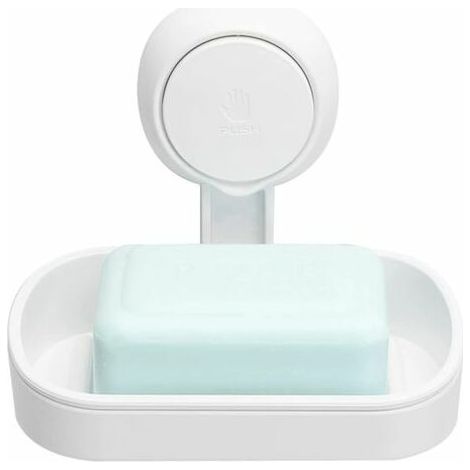 Suction Cup Soap Dish Without Drilling & Reusable 1 Second Installation Shower Soap Dish 360 Rotation Unable 5KG Load Tile Support Shower Wall Bathroom (1/5)