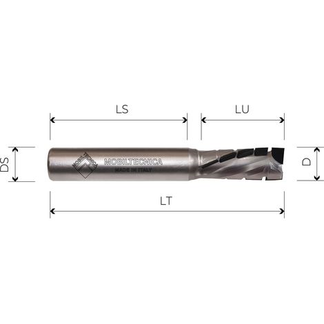 MTEC054.14 - SPINDELFRÄSE AUS DIAMANT Z2+2 KÖRPER AUS STAHL PKD H3,5 MM - MOBILTECNICA  .14D10  LU 22  DS12  LT70  Z  AX25°  LI  H3,5