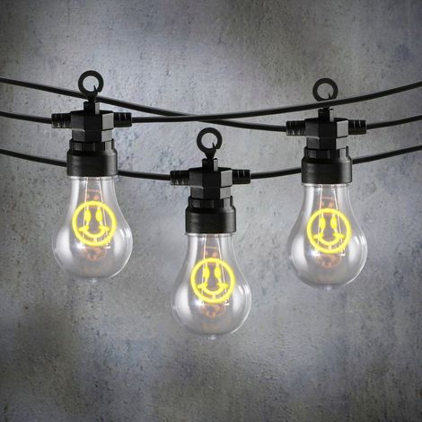 Guirlande Lumineuse Néon Extérieur IP44 Jaune Motif Smiley avec Minuteur 450 cm - PANGIVO (1/3)