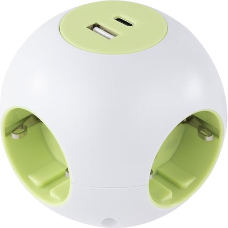 REV POWERGLOBE STECKDOSENWÜRFEL 4-FACH USB WEISS-GR.1,4M015408112 0015408112